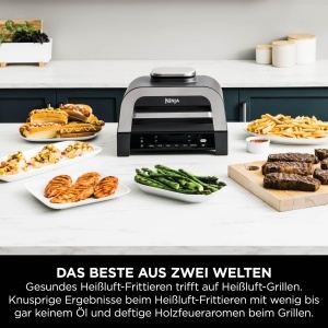 Gratar de interior si friteuza cu aer Ninja MAX 6 in 1 6 functii de gatit contine pana la 6 burgeri capacitate de 38 litri aproape deloc fum include t - Img 3