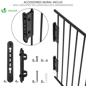Gratar de protectie VOUNOT 360cm metalic, pliabil, cu usa de siguranta, negru - Img 7