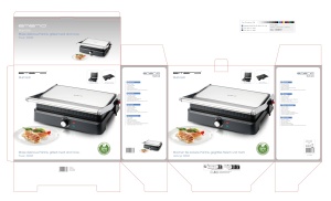 Gratar electric EMERIO CG-130859, 2200W, suprafata antiaderenta 34x24cm, deschidere 180, inox - Img 7