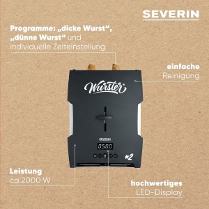 Gratar electric Severin WT 5005, 2 wuste, inoxnegru, 5 minute - Img 4