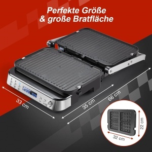 Grill Electric AMZCHEF XXL 2000W 4-in-1 cu Placi Intercambiabile - Img 7