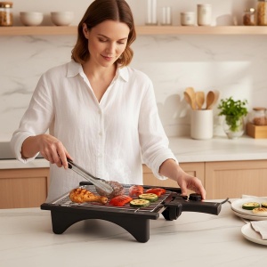 Grill electric Jata BQ95, 2000W, 2 inaltimi, fara fum si miros - Img 4