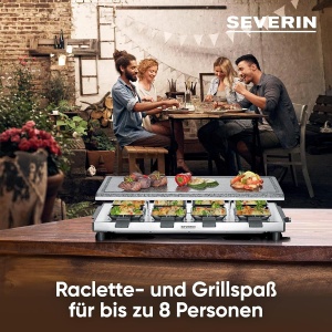 Grill electric SEVERIN RG 2374, Raclette pentru 8 persoane, Naturgrillstein, 1700 W, Negru - Img 3