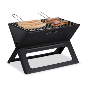 Grill Portabil Relaxdays, Faltabil, Negru, 30x45,5x30cm