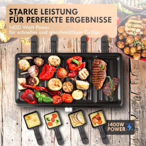 Grill Raclette Clatronic RG 3757 pentru 8 persoane, 1200-1400 W, cu placa detasabila - Img 2