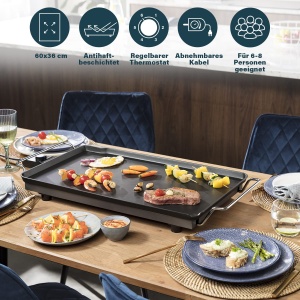 Grill Teppanyaki Princess Table Chef XXL, 60 x 36 cm, 2500 W, Negru - Img 4