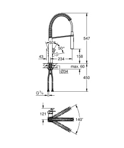 GROHE Eurocube | Robinete de bucatarie - Robinet de chiuveta cu o singura parghie | cu dus profesional | crom | 31395000 - Img 2