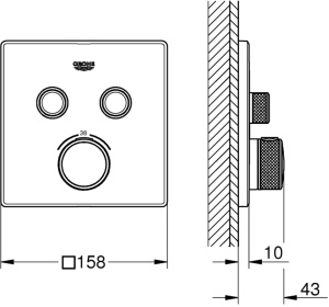 GROHE Grohtherm Smartcontrol - Termostat pentru sistem de dus si dus (2 supape de inchidere, design ultraplat, rozeta metalica de perete), crom, 29124000, patrat - Img 2
