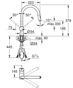 GROHE Minta robinet de bucatarie 2 tipuri de pulverizare robinet de bucatarie cu dus dublu extensibil pivotant la 360deg economisire a apei datorita l - Img 3