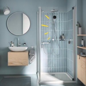 GROHE Vitalio 250 set de dus fara robinet cu economie de apa 8l pe minut dus cu efect de ploaie pentru robinetele de dus existente cap de dus 2 tipuri - Img 2