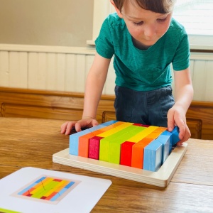 HABA 304854-Joc de placi 3D Pietre creative asezare creativa constructie si joaca cu culori colorate ale curcubeului jucarii din lemn pentru varste de - Img 8