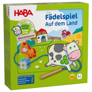 HABA 5580 Set de Joaca Ferma pentru Copii Joc de Indemanare din Lemn Motive Ferma de la 18 Luni