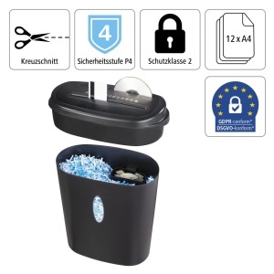 Hama Aktenvernichter Home Office 12 coli Cross-Cut Negru 21L - Img 3