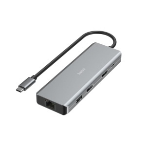 Hama USB Hub 9 porturi 4X USB-A 1x USB-C Data 1x USB-C Power 2X HDMI 1x LANEthernet Ultra-HD 4K pana la 5 Gbits MST pentru mai multe afisaje Thunderbo