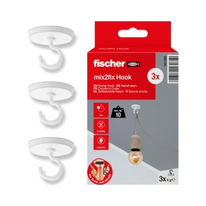 Hanger Autoadeziv Fischer 3 Bucati, Alb, Capacitate 10 kg, Fara Gauri