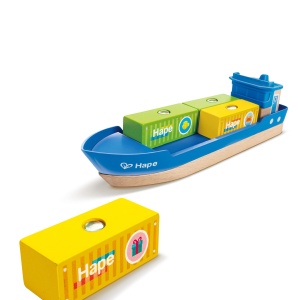 Hape Cargo Ship & Harbour Crane, Set de cale ferata, de la 3 ani - Img 2