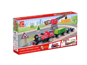 Hape Eisenbahnwelt Freight Delivery Railway, Circle, 19 bucati din lemn, de la 3 ani - Img 5