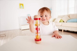 Hape Rainmaker | Mini jucarie muzicala din lemn cu zornaitor, rosu - Img 2