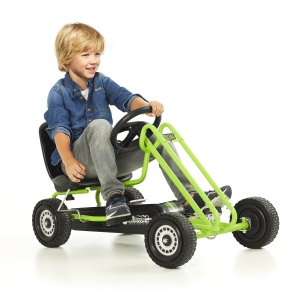 hauck Go-Kart Lightning pentru copii de la 4 ani pana la 50 kg dimensiunea corpului 90-110 cm, masina cu pedale cu frana de mana, scaun reglabil, treapta inainte si marsarier, actionare cu pedale (verde) - Img 2