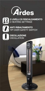Heater cu infrarosu Ardes CAIO, 4001000 W, oscilatie automata, metal - Img 5