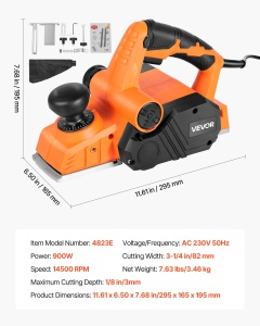 Hobel electric VEVOR 900W, 82 mm, 14500 Umin, 2 lame - Img 7