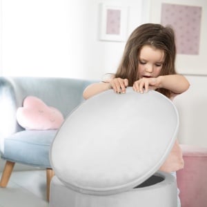 Hocker pentru copii Roba Lil Sofa, oval, cu spatiu de depozitare, gri, 27 cm - Img 4