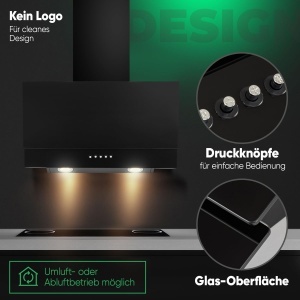 Hota Bomann DU 7607 G 60cm Negru Sticla LED 3 Trepte Umluft si Abluft - Img 4