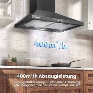 Hota COMFEE CH60A17EM400B 60cm Negru Flux de Aer 400m3h Filtru Activ - Img 5