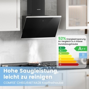 Hota COMFEE CH60J64ET4A2B 60 cm 380 m3h Touchscreen LED Negru - Img 2