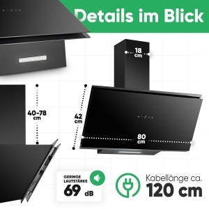 Hota de bucatarie Bomann DU 7612, 80cm, 520 mh, neagra - Img 7