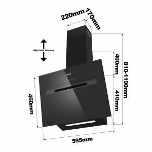 Hota de bucatarie CIARRA CBCB6736G, 60cm, 700mh, Negru - Img 6