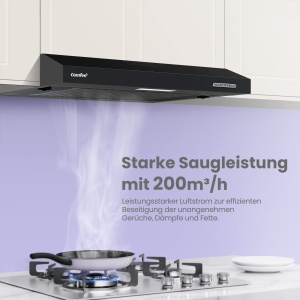 Hota de bucatarie Midea CHU 3.6F17BB, 200 mh, neagra, 60 cm - Img 3