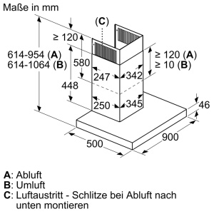 Hota de perete Bosch DWB97CM50 seria 6 latime 90 cm recirculare si evacuare a aerului Made in Germany motor EcoSilence Drive silentios si eficient ilu - Img 3