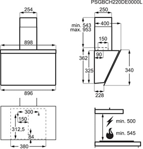 Hota de perete fara cap AEG DVE5961HB / Seria 7000 cu hota Hob2Hood / evacuare sau recirculare / 90cm / Negru / max. 500 m3/h / min. 64 - max. 74 dB(A) / A / Touch Control / Negru - Img 11