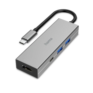 Hub USB C Hama 4 in 1, 1x HDMI 4K, 2x USB-A, 1x USB-C, Aluminiu