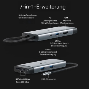 Hub USB-C TP-Link UH7021C, 7 porturi, 100W, HDMI 4K, Plug Play - Img 4