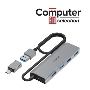 Hub USB Hama 4 Porturi, USB-A si USB-C, cu Alimentare, Aluminiu - Img 2