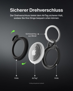 Husa AirTag Belkin cu breloc, protectie anti-zgarieturi, neagra - Img 4