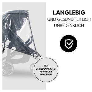 Husa de ploaie universala pentru carucior hauck 47 x 40 x 85 cm cu margine reflectorizanta, fereastra de contact si ventilatie, atasare usoara cu velcro la carucior (transparent) - Img 7