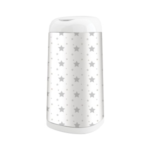 Husa decorativa pentru cos de gunoi Angelcare Dress Up, gri cu stelute, usor de curatat - Img 2
