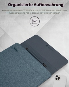 Husa Laptop Lenovo Yoga 14,5 inch, Magnet, Slim, Culoare Tidal Teal - Img 4