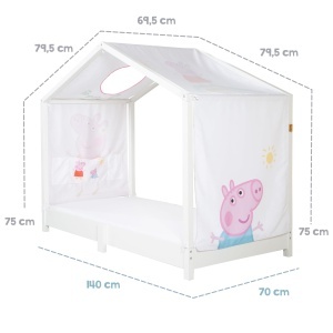Husa pentru pat copii roba Peppa Pig 70 x 140 cm, cu 3 buzunare, lavabila - Img 8