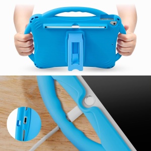 Husa protectie pentru iPad 10.2 TOPESCT, silicon, albastra, cu maner si suport - Img 5