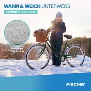 Husa Sediu Bicicleta FISCHER - 2-in-1, Negru si Imitatie Blana, Waterproof - Img 5