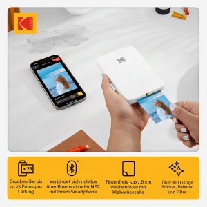 Imprimanta foto portabila KODAK Step Slim, design compact, 20 pack Zink - Img 2