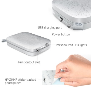 Imprimanta instantanee HP Sprocket 2x3" pentru smartphone-uri - Imprimanta color portabila, wireless - Hartie foto zincata cu suport adeziv - Imprimati de pe dispozitive iOS si Android compatibile prin aplicatia Bluetooth - Luna Pearl - Img 2