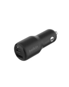 Incarcator auto Belkin BoostCharge 2-Port, 42 W, USB-C si USB-A, Negru
