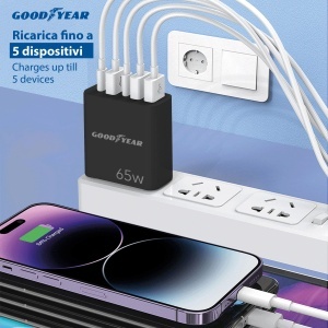 Incarcator Goodyear 220V 5 Porturi 3 USB 2 USB-C, 65W, Compact - Img 4