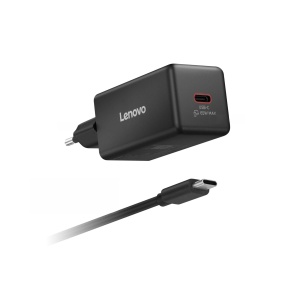 Incarcator Lenovo 65W Mini USB-C GaN, negru, 2m cablu detasabil