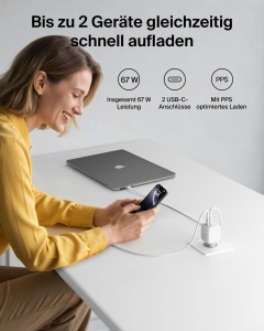 Incarcator rapid Belkin BoostCharge Pro 67W cu 2 porturi USB-C, GaN - Img 2